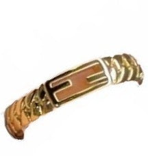 Fendi Gold Tone Chain Link Logo Ring Size 7