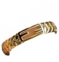 Fendi Gold Tone Chain Link Logo Ring Size 7