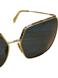 Gold Frame Black Lens Geometric Sunglasses