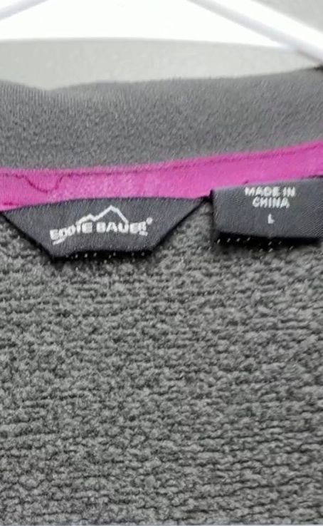 Eddie Bauer Gray Fleece Zip-Up Jacket with Pink Trim Size L skuM