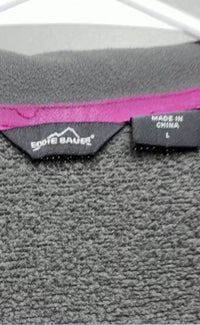 Eddie Bauer Gray Fleece Zip-Up Jacket with Pink Trim Size L skuM