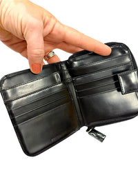 Prada Black Leather Zip-Around Bifold Wallet