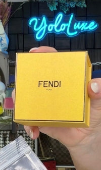 Fendi Gold Tone Chain Link Logo Ring Size 7