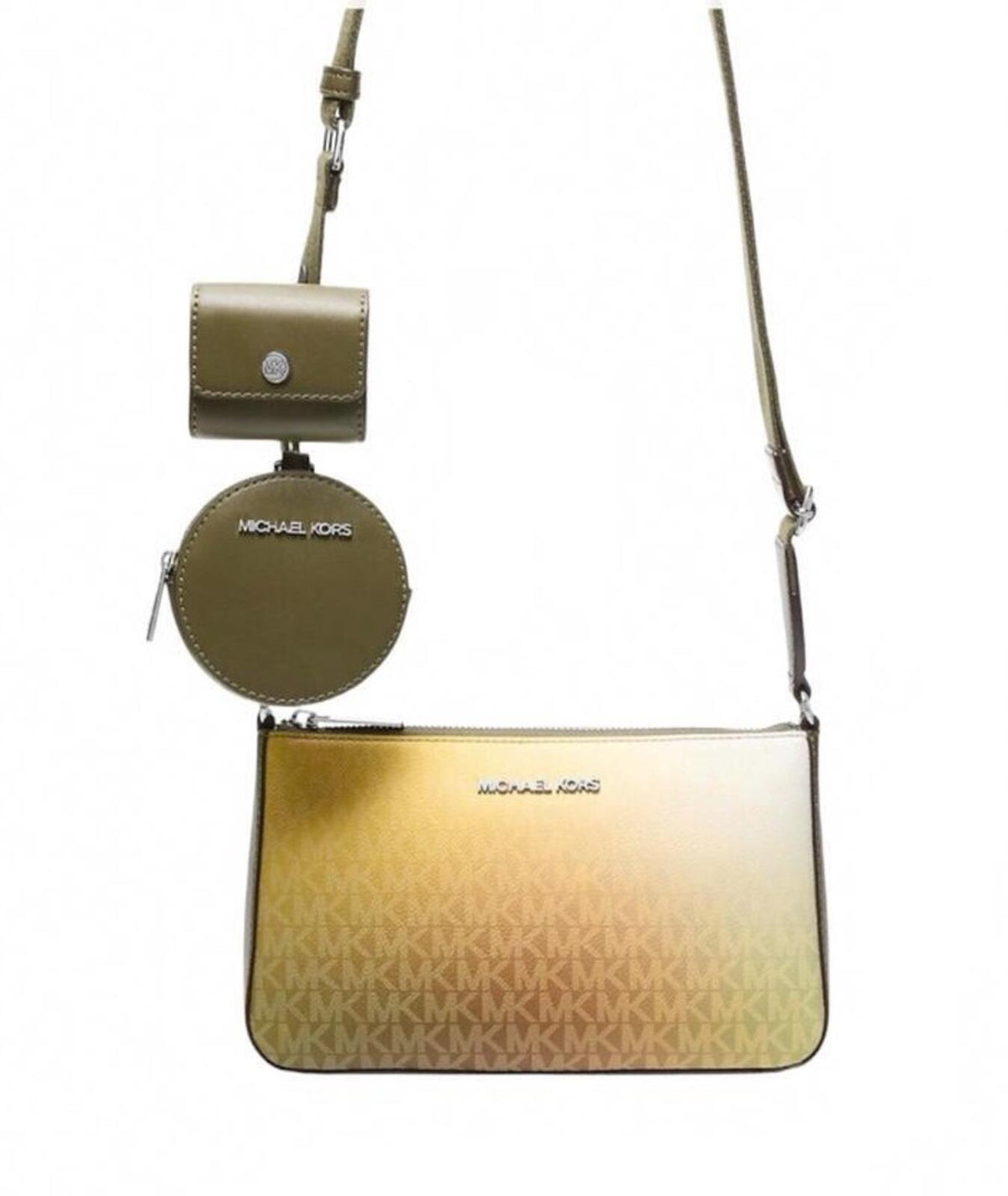Michael Kors Ombre Olive Jet Set Crossbody Bag with Coin and Card Holders NWT