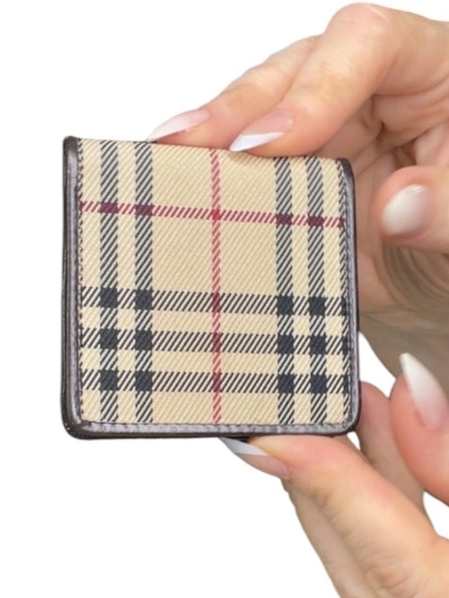 Burberry Nova Check Coin Wallet Archive Plaid Brown Leather