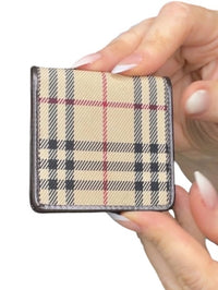 Burberry Nova Check Coin Wallet Archive Plaid Brown Leather