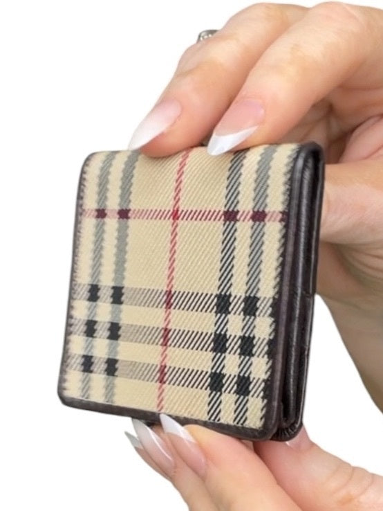 Burberry Nova Check Coin Wallet Archive Plaid Brown Leather