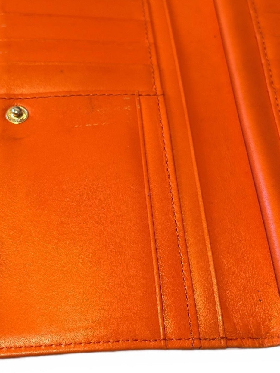 MCM Orange Leather Wallet with Gold-tone Clasp