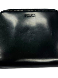 Prada Black Leather Zip-Around Bifold Wallet