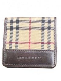 Burberry Nova Check Coin Wallet Archive Plaid Brown Leather