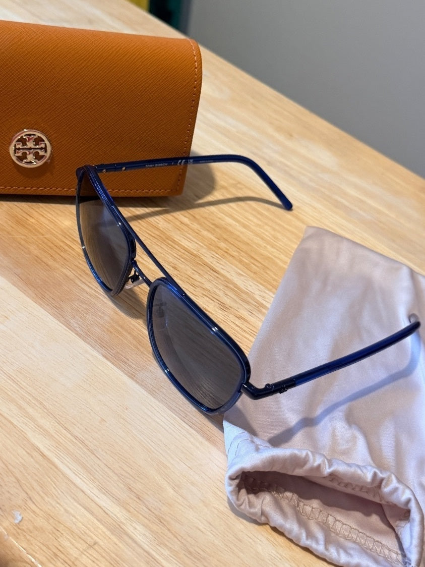Tory Burch TY6090 Blue Aviator Sunglasses with Case