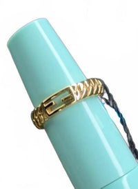 Fendi Gold Tone Chain Link Logo Ring Size 7