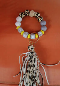 Silicone Beaded Bracelet Keychain Accessory