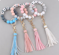 Silicone Beaded Bracelet Keychain Accessory