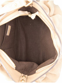 YoloLuxe Handbags beige perforated leather hobo bag interior showing spacious brown fabric lining and gold hardware