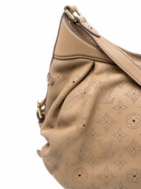YoloLuxe Handbags beige perforated leather hobo bag with monogram pattern and gold-tone hardware detail