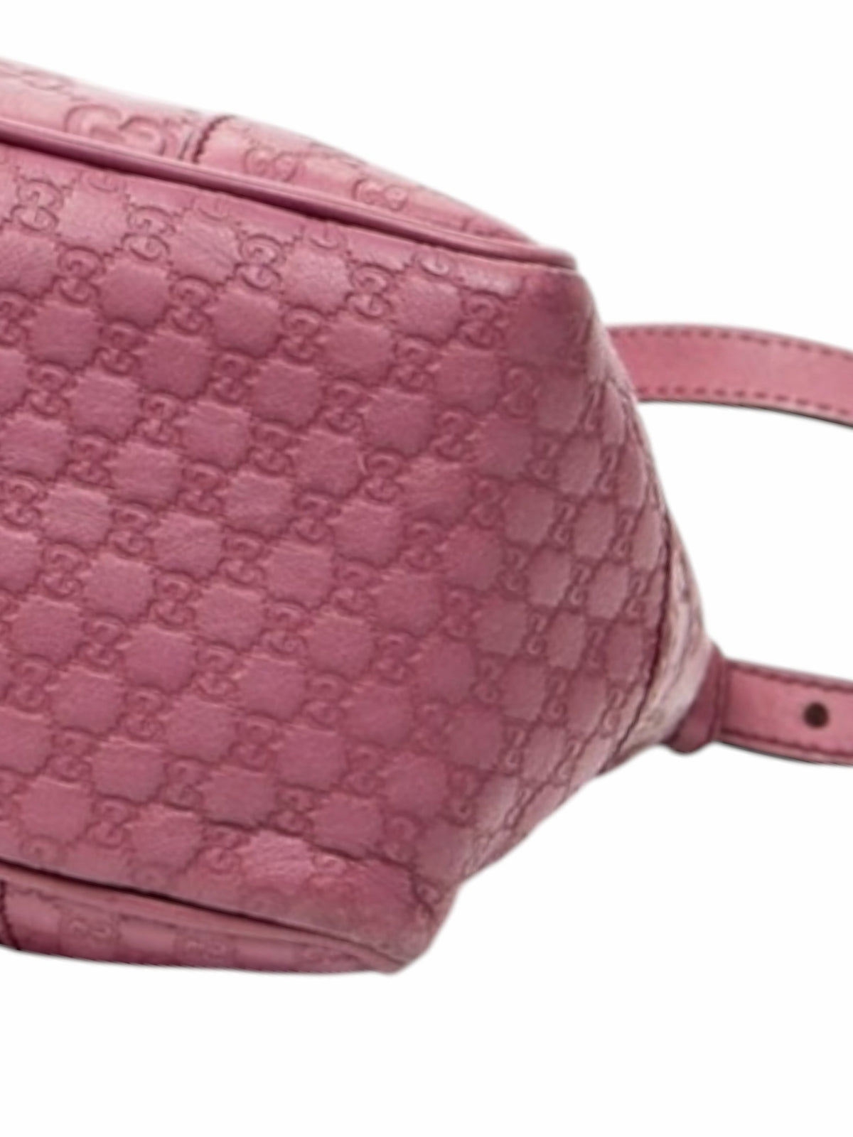 YoloLuxe Handbags pink Gucci Guccissima embossed leather tote bag with signature monogram pattern and side detail