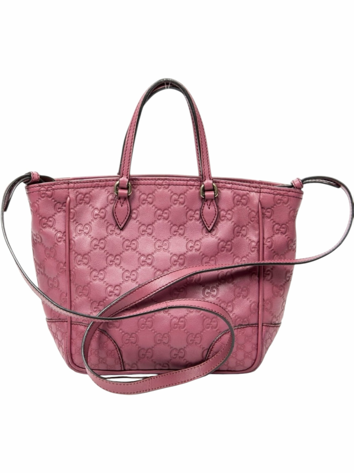 YoloLuxe Handbags pink Gucci Guccissima embossed leather tote with gold hardware and detachable shoulder strap