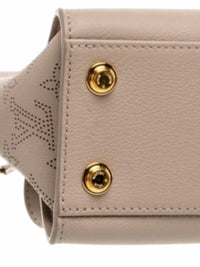 YoloLuxe Handbags taupe leather handbag base with gold-tone protective studs and perforated Monogram side detail