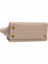 YoloLuxe Handbags taupe leather handbag base with gold-tone protective studs and perforated monogram side detail